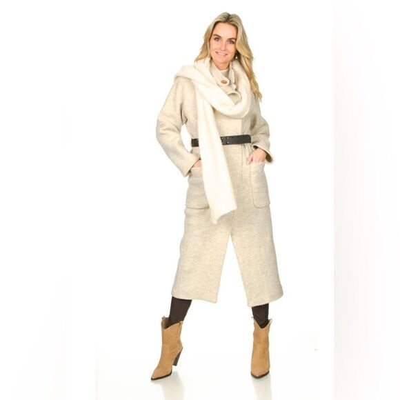 NWT Ba&Sh Come Wool White Tranch Coat Black Leather Belt Size XS - Picture 8 of 16